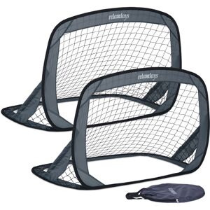 Relaxdays - Pop-up Goal, Set of 2, for Football, Folding, with Travel Bag, Games, Portable, HxWxD: 78 x 121 x 80 cm, Grey Relaxdays - Pop-up Goal, Set of 2, for Football, Folding, with Travel Bag, Games, Portable, HxWxD: 78 x 121 x 80 cm, Grey