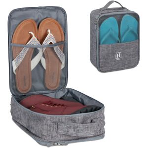 RELAXDAYS 3x Shoe Bag, Travel Storage, Organiser, Fabric, Attach to Suitcase, HxWxD: 30 x 23 x 14 cm, Compact, Zipper, Grey RELAXDAYS 3x Shoe Bag, Travel Storage, Organiser, Fabric, Attach to Suitcase, HxWxD: 30 x 23 x 14 cm, Compact, Zipper, Grey