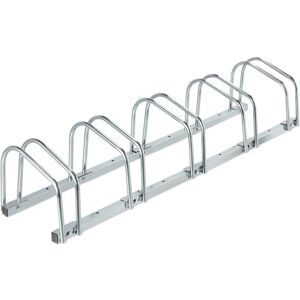 Relaxdays Floor Bike Rack, for 5 Bicycles, Wheel Width up to 60 mm, Metal, Outdoor Parking Stand, Garage, Silver Relaxdays Floor Bike Rack, for 5 Bicycles, Wheel Width up to 60 mm, Metal, Outdoor Parking Stand, Garage, Silver