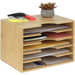 Relaxdays - Document Organiser, A4 Size, 8 Compartments, Office, h x w x d: 23.5 x 32.5 x 24 cm, Bamboo, Natural Relaxdays - Document Organiser, A4 Size, 8 Compartments, Office, h x w x d: 23.5 x 32.5 x 24 cm, Bamboo, Natural
