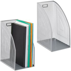 Relaxdays Set of 2 File Organisers, Standing, Mesh Design, Magazine, Office & Home, 32 x 16 x 24.5 cm, Metal, Silver Relaxdays Set of 2 File Organisers, Standing, Mesh Design, Magazine, Office & Home, 32 x 16 x 24.5 cm, Metal, Silver