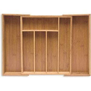 Relaxdays Cutlery Tray, Extendable, 5-7 Compartments, 6.5 x 38 x 35.5 cm, Tall Kitchen Drawer Insert, Bamboo, Natural Relaxdays Cutlery Tray, Extendable, 5-7 Compartments, 6.5 x 38 x 35.5 cm, Tall Kitchen Drawer Insert, Bamboo, Natural