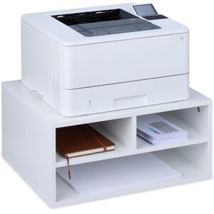 Relaxdays - Printer Stand for Desk, 3 Compartments, Office Shelf, Spare Paper, Storage, HxWxD: 22.5 x 47 x 40 cm, White Relaxdays - Printer Stand for Desk, 3 Compartments, Office Shelf, Spare Paper, Storage, HxWxD: 22.5 x 47 x 40 cm, White