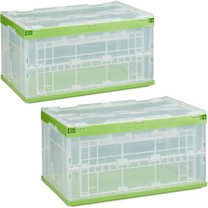 Set of 2 Relaxdays Professional Storage Box, Sturdy, Commercial Crate, Plastic, Lidded, 60x40x32cm, Green-Transparent Set of 2 Relaxdays Professional Storage Box, Sturdy, Commercial Crate, Plastic, Lidded, 60x40x32cm, Green-Transparent