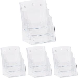 Relaxdays Set of 4 Prospectus Holders A4 / DIN Long, 3 Tiers, Acrylic, Flyer Display, HWD: 33x24.5x20cm, Transparent Relaxdays Set of 4 Prospectus Holders A4 / DIN Long, 3 Tiers, Acrylic, Flyer Display, HWD: 33x24.5x20cm, Transparent