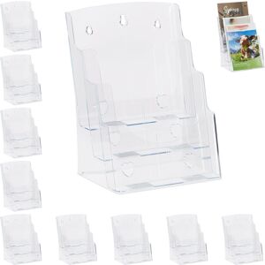 Relaxdays Set of 10 Prospectus Holders A4 / DIN Long, 3 Tiers, Acrylic, Flyer Display, HWD: 33x24.5x20cm, Transparent Relaxdays Set of 10 Prospectus Holders A4 / DIN Long, 3 Tiers, Acrylic, Flyer Display, HWD: 33x24.5x20cm, Transparent