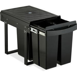 Relaxdays Pull Out Kitchen Bin, 3 Compartments, 20L, 2x 10L, 41.3x34x51.8 cm, Cupboard, Built-In Rubbish Disposal, Black Relaxdays Pull Out Kitchen Bin, 3 Compartments, 20L, 2x 10L, 41.3x34x51.8 cm, Cupboard, Built-In Rubbish Disposal, Black