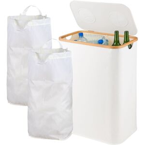 Relaxdays recycling bottle collection container, 140 L, holds up to 60 bottles, 2 inner bags, for glass & plastic, white Relaxdays recycling bottle collection container, 140 L, holds up to 60 bottles, 2 inner bags, for glass & plastic, white