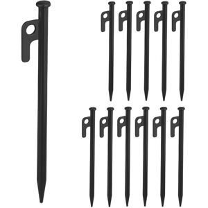 Relaxdays - Tent Pegs Set of 12, Ground Anchor for Hard Soil, Camping, Stainless Steel, Rock Hooks, Metal, Durable, Black Relaxdays - Tent Pegs Set of 12, Ground Anchor for Hard Soil, Camping, Stainless Steel, Rock Hooks, Metal, Durable, Black