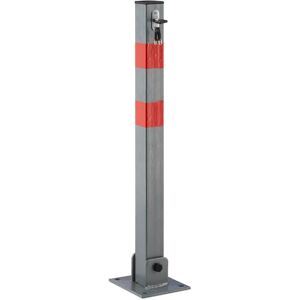 Barrier Post, 4x Set, Car Park Bollard, Foldable, Parking Space, HxWxD: 65 x 15 x 13 cm, Signal & Red Stripes - Relaxdays Barrier Post, 4x Set, Car Park Bollard, Foldable, Parking Space, HxWxD: 65 x 15 x 13 cm, Signal & Red Stripes - Relaxdays