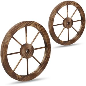 Relaxdays Wagon Wheel, Wood, Set of 2, Decoration for Garden, Terrace, Veranda, Rustic Cartwheel, Saloon, Western, Brown Relaxdays Wagon Wheel, Wood, Set of 2, Decoration for Garden, Terrace, Veranda, Rustic Cartwheel, Saloon, Western, Brown