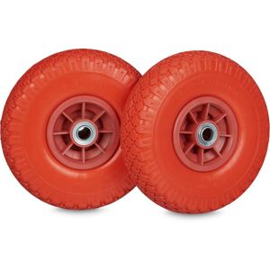 Relaxdays - Set of 2 Hand Truck Tyres, 3.00-4", 260 x 85 mm, Puncture-Proof Solid Rubber Wheels, 20 mm Axle, Red Relaxdays - Set of 2 Hand Truck Tyres, 3.00-4", 260 x 85 mm, Puncture-Proof Solid Rubber Wheels, 20 mm Axle, Red