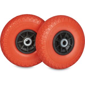 Relaxdays Set of 2 Hand Truck Tyres, 3.00-4”, 260 x 85 mm, Puncture-Proof Solid Rubber Wheels, 20 mm Axle, Red/Black Relaxdays Set of 2 Hand Truck Tyres, 3.00-4”, 260 x 85 mm, Puncture-Proof Solid Rubber Wheels, 20 mm Axle, Red/Black