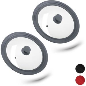 Set of 2 Relaxdays Saucepan Lids Universal, Glass Cover, Stepped Silicone Rim, Pots & Pans 26-30 cm, 5x27,5 cm, Grey Set of 2 Relaxdays Saucepan Lids Universal, Glass Cover, Stepped Silicone Rim, Pots & Pans 26-30 cm, 5x27,5 cm, Grey