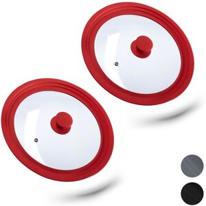 Set of 2 Relaxdays Saucepan Lids Universal, Glass Cover, Stepped Silicone Rim, Pots & Pans 26-30 cm, 5x27,5 cm, Red Set of 2 Relaxdays Saucepan Lids Universal, Glass Cover, Stepped Silicone Rim, Pots & Pans 26-30 cm, 5x27,5 cm, Red