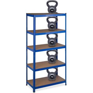 Relaxdays - Heavy Duty Shelving Unit, 180x90x45 cm, Max. Load 1325 kg, 5 Shelves, Pantry & Garage Storage, Steel, Blue Relaxdays - Heavy Duty Shelving Unit, 180x90x45 cm, Max. Load 1325 kg, 5 Shelves, Pantry & Garage Storage, Steel, Blue