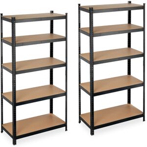 RELAXDAYS 2 x Heavy Duty Shelving Unit, Max. Load 875 kg, 180x90x45 cm, 5 Shelves, Garage & Warehouse Storage, Steel, Black RELAXDAYS 2 x Heavy Duty Shelving Unit, Max. Load 875 kg, 180x90x45 cm, 5 Shelves, Garage & Warehouse Storage, Steel, Black