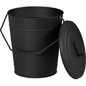 Relaxdays - Ash Bucket with Lid, 12l, Charcoal Bin with Handle, Round, Fireplace/Stove/Barbecue, hwd: 34x32.5x28 cm, Black Relaxdays - Ash Bucket with Lid, 12l, Charcoal Bin with Handle, Round, Fireplace/Stove/Barbecue, hwd: 34x32.5x28 cm, Black