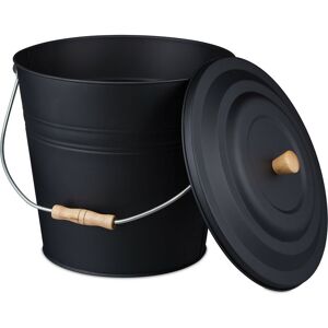 Relaxdays Ash Bucket with Lid, 12l, Charcoal Bin with Handle, Round, Fireplace/Stove/Barbecue, HWD: 32x35.5x33 cm, Black Relaxdays Ash Bucket with Lid, 12l, Charcoal Bin with Handle, Round, Fireplace/Stove/Barbecue, HWD: 32x35.5x33 cm, Black