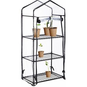 Relaxdays - Greenhouse For Balcony, pvc Film, Steel, HxWxD: 126 x 59 x 37 cm, Mini Propagator 3 Levels, Black/Transparent Relaxdays - Greenhouse For Balcony, pvc Film, Steel, HxWxD: 126 x 59 x 37 cm, Mini Propagator 3 Levels, Black/Transparent