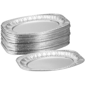 Relaxdays - Set of 40 Aluminium Plates, hwd: 2.5 x 35 x 24 cm, Oval, Catering, bbq Drip Tray for Indirect Grilling, Silver Relaxdays - Set of 40 Aluminium Plates, hwd: 2.5 x 35 x 24 cm, Oval, Catering, bbq Drip Tray for Indirect Grilling, Silver