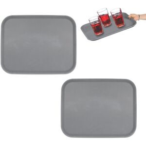 2x Serving Tray, Rectangular, Bar Drinks Plate, Non-Slip Rubber Surface, Waiter's Catering, Versatile, Grey - Relaxdays 2x Serving Tray, Rectangular, Bar Drinks Plate, Non-Slip Rubber Surface, Waiter's Catering, Versatile, Grey - Relaxdays