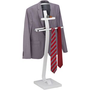 Relaxdays - Clothes Rail, with Shelf, Jacket & Trousers, HxWxD: 112x46x32 cm, White/Silver Relaxdays - Clothes Rail, with Shelf, Jacket & Trousers, HxWxD: 112x46x32 cm, White/Silver