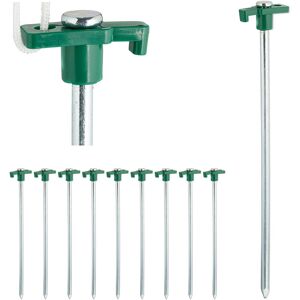 Relaxdays - Set of 10 Heavy Duty Tent Pegs, Hard Ground Anchors, 25 cm, Steel Ground Stakes, Galvanized Steel, Green Relaxdays - Set of 10 Heavy Duty Tent Pegs, Hard Ground Anchors, 25 cm, Steel Ground Stakes, Galvanized Steel, Green