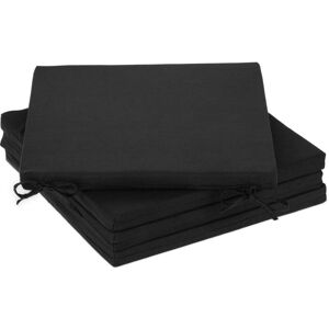 Relaxdays - Set of 4 Seat Cushions, 39.5 x 39.5 cm, Chair Pads with Ties, Indoor & Outdoor, Polyester Cover, Black Relaxdays - Set of 4 Seat Cushions, 39.5 x 39.5 cm, Chair Pads with Ties, Indoor & Outdoor, Polyester Cover, Black