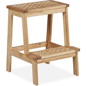 Relaxdays Step Stool, Walnut Wood, with 2 Steps, for Children, up to 60 kg, HWD: 47 x 38 x 38 cm, Plant Stand, Natural Relaxdays Step Stool, Walnut Wood, with 2 Steps, for Children, up to 60 kg, HWD: 47 x 38 x 38 cm, Plant Stand, Natural