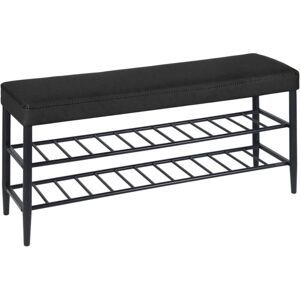 Relaxdays shoe bench, padded faux leather seat, 2 shoe racks for 8 pairs, H x W x D 50x100x30 cm, black Relaxdays shoe bench, padded faux leather seat, 2 shoe racks for 8 pairs, H x W x D 50x100x30 cm, black
