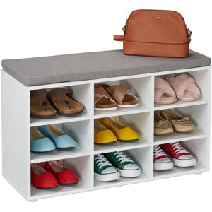 Relaxdays - Shoe Bench, Padded Seat, hwd: 48 x 78.5 x 30 cm, for Hallway, Wardrobe, Bedroom, Footwear Storage, White/Grey Relaxdays - Shoe Bench, Padded Seat, hwd: 48 x 78.5 x 30 cm, for Hallway, Wardrobe, Bedroom, Footwear Storage, White/Grey
