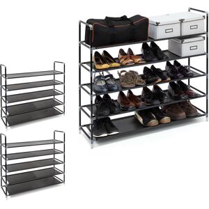 Set of 3 Relaxdays Shoe Rack With Handles, Fleece Fabric, 90.5 x 87 x 29.5 cm, 5 Shelves for 20 Pairs of Shoes, Black Set of 3 Relaxdays Shoe Rack With Handles, Fleece Fabric, 90.5 x 87 x 29.5 cm, 5 Shelves for 20 Pairs of Shoes, Black