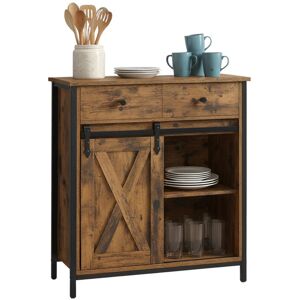 Relaxdays sideboard with sliding door, HWD: 80 x 70 x 30 cm, 4 shelves, storage cabinet, brown/black Relaxdays sideboard with sliding door, HWD: 80 x 70 x 30 cm, 4 shelves, storage cabinet, brown/black