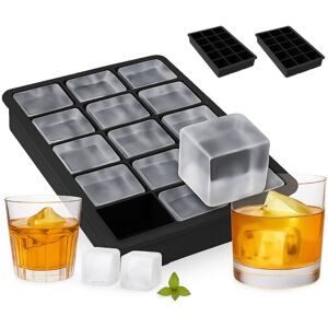 Relaxdays 3x Ice Cube Mould Silicone, Reusable, For 3.5 cm Cubes, HxWxD: Approx. 3.5 x 19.5 x 12.5 cm, Black Relaxdays 3x Ice Cube Mould Silicone, Reusable, For 3.5 cm Cubes, HxWxD: Approx. 3.5 x 19.5 x 12.5 cm, Black