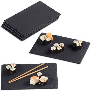 Relaxdays Slate Tile Set Of 6, Large Serving Plates Made Of Slate, For Serving & Write On, 30x20cm, Anthracite Relaxdays Slate Tile Set Of 6, Large Serving Plates Made Of Slate, For Serving & Write On, 30x20cm, Anthracite