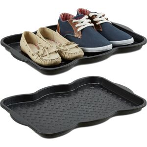 Relaxdays Set of 2 Shoe Tray, Hallway Storage, Muddy or Wet Boots, Wellies & Trainers, 3 x 38 x 50 cm, Plastic, Black Relaxdays Set of 2 Shoe Tray, Hallway Storage, Muddy or Wet Boots, Wellies & Trainers, 3 x 38 x 50 cm, Plastic, Black