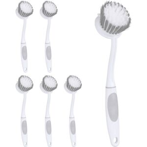 RELAXDAYS 12 x washing-up brushes, medium-stiff bristles, rubber grip, plastic, kitchen brush for hanging, white/grey, set RELAXDAYS 12 x washing-up brushes, medium-stiff bristles, rubber grip, plastic, kitchen brush for hanging, white/grey, set