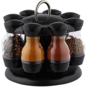 Relaxdays - Spice Carousel with 8 Plastic Jars, 360° Rotatable, Portable, HxD 17 x 19 cm, Black/Transparent Relaxdays - Spice Carousel with 8 Plastic Jars, 360° Rotatable, Portable, HxD 17 x 19 cm, Black/Transparent