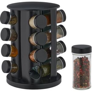 Relaxdays Spice Rack, 16 Glass Jars, Rotatable, Stainless Steel, H x D: approx. 27.5 x 19 cm, Black Relaxdays Spice Rack, 16 Glass Jars, Rotatable, Stainless Steel, H x D: approx. 27.5 x 19 cm, Black