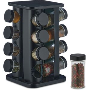 Relaxdays Spice Rack, 16 Glass Jars, Rotatable, Stainless Steel, H x W x D: 27.5 x 20 x 20 cm, Black Relaxdays Spice Rack, 16 Glass Jars, Rotatable, Stainless Steel, H x W x D: 27.5 x 20 x 20 cm, Black