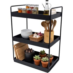 Relaxdays spice rack, 3 tiers, space-saving, kitchen organiser, HWD: 44 x 26 x 18 cm, bathroom organiser, metal, black Relaxdays spice rack, 3 tiers, space-saving, kitchen organiser, HWD: 44 x 26 x 18 cm, bathroom organiser, metal, black