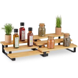 Relaxdays - Spice Rack, Pull Out Levels, 3 Tiers, Adjustable, Bamboo, HxWxD: 11.5 x 32 x 24.5 cm, Herb Storage, Natural Relaxdays - Spice Rack, Pull Out Levels, 3 Tiers, Adjustable, Bamboo, HxWxD: 11.5 x 32 x 24.5 cm, Herb Storage, Natural