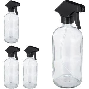 Relaxdays Set of 4 Glass Spray Bottles, 500 ml, Refillable, Nozzle with Mist & Stream, Hair Care & Cleaning, Transparent Relaxdays Set of 4 Glass Spray Bottles, 500 ml, Refillable, Nozzle with Mist & Stream, Hair Care & Cleaning, Transparent