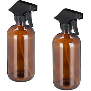 Relaxdays - Set of 2 Glass Spray Bottles, 500 ml, Refillable, Nozzle with Mist & Stream, Hair Care & Cleaning, Brown Relaxdays - Set of 2 Glass Spray Bottles, 500 ml, Refillable, Nozzle with Mist & Stream, Hair Care & Cleaning, Brown