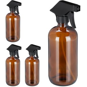 Relaxdays Set of 4 Glass Spray Bottles, 500 ml, Refillable, Nozzle with Mist & Stream, Hair Care & Cleaning, Brown Relaxdays Set of 4 Glass Spray Bottles, 500 ml, Refillable, Nozzle with Mist & Stream, Hair Care & Cleaning, Brown