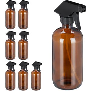 Relaxdays Set of 8 Glass Spray Bottles, 500 ml, Refillable, Nozzle with Mist & Stream, Hair Care & Cleaning, Brown Relaxdays Set of 8 Glass Spray Bottles, 500 ml, Refillable, Nozzle with Mist & Stream, Hair Care & Cleaning, Brown