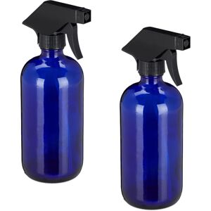 Relaxdays - Set of 4 Glass Spray Bottles, 500 ml, Refillable, Nozzle with Mist & Stream, Hair Care & Cleaning, Blue Relaxdays - Set of 4 Glass Spray Bottles, 500 ml, Refillable, Nozzle with Mist & Stream, Hair Care & Cleaning, Blue