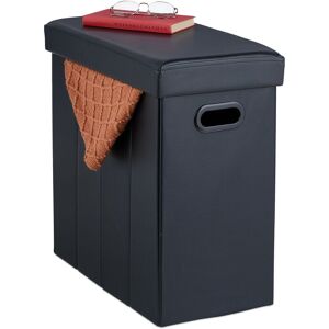Storage Stool, Faux Leather, Ottoman, Seating Box, Living Room & Hallway, HxWxD: 49 x 48.5 x 27 cm, Black - Relaxdays Storage Stool, Faux Leather, Ottoman, Seating Box, Living Room & Hallway, HxWxD: 49 x 48.5 x 27 cm, Black - Relaxdays
