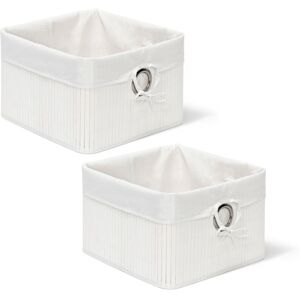 Set of 2 Relaxdays Storage Basket, Fabric Lining, Bamboo, Rectangular, Bathroom, Accessories, HxWxD: 20x31x31 cm White Set of 2 Relaxdays Storage Basket, Fabric Lining, Bamboo, Rectangular, Bathroom, Accessories, HxWxD: 20x31x31 cm White